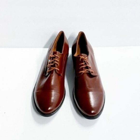 FSJ Unisex Lace-up Oxford Vintage Retro Round Toe Chunky Low Heel Pumps Dress - Picture 2 of 8